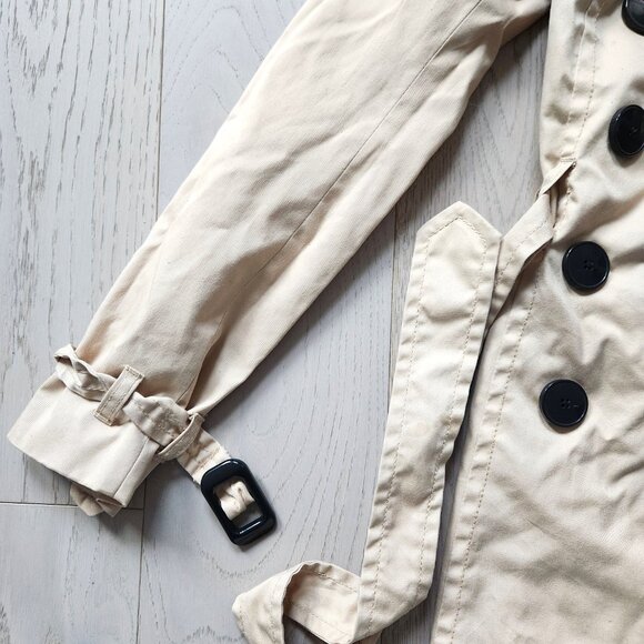 H&M Double Breasted Trench Coat - Khaki Sz 2 - Picture 4 of 8